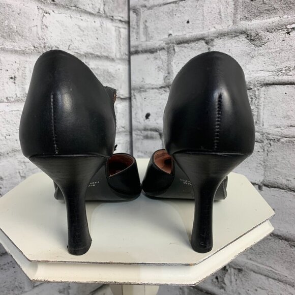 Two Lips Vintage Black Leather Pointy Toe Ankle Strap Pump - Picture 6 of 9